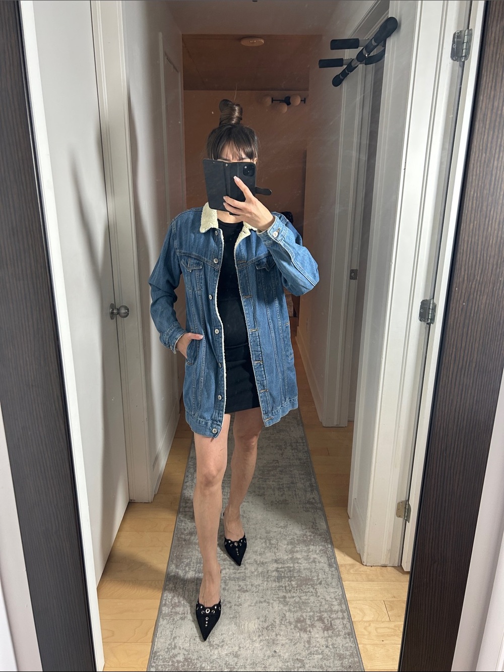 Forever 21 Long Sherpa-Lined Denim Jacket | Oversized Butt-Covering Length